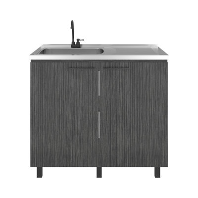 Évier utilitaire gris moderne moderne avec lavabo profond et grande tablette intérieure, pour la cuisine, la buanderie, la salle d'atelier, le robinet intégré à base de poids de 77 lb, les accessoires ménagers dans la salle de lavage