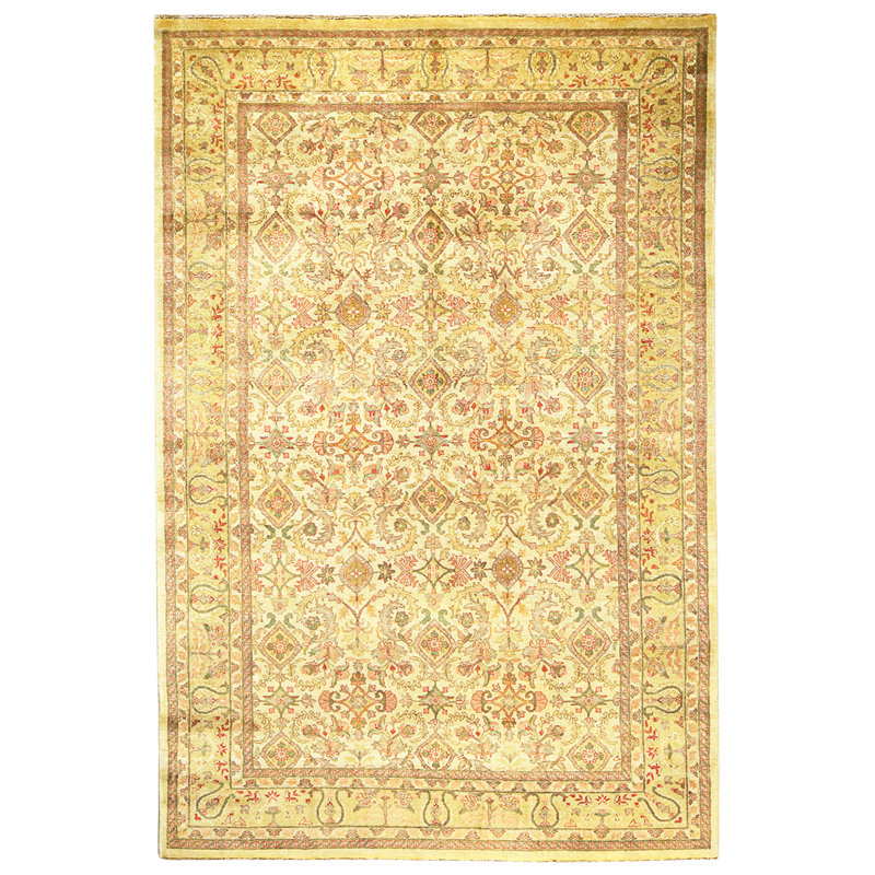 High-Quality Hand-Knotted Gold And Gold Area Rug