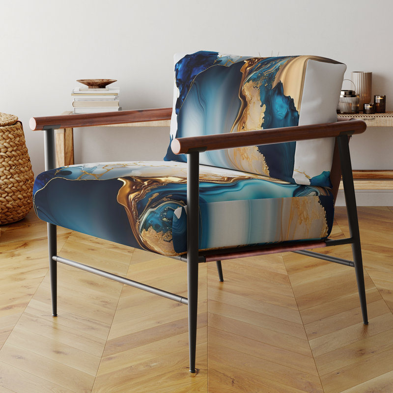 Crillon - Fauteuil d'appoint rembourré en marbre, Noir, noir, noir, noir
