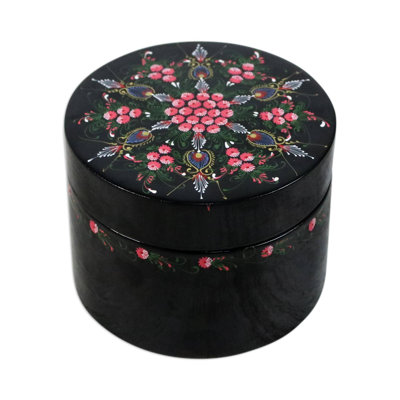 Boîte en bois à motif floral
