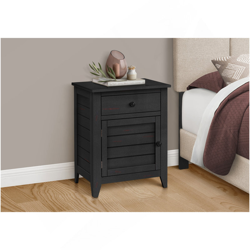 Table d'appoint, table de chevet, tiroir de rangement, bout, table d'appoint, chambre à coucher, lampe, rangement, placage noir, transitionnel