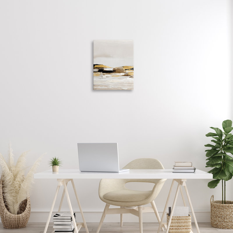 Paysage abstrait avec art mural jaune sur toile, par Amber Sterling, H 20 po x l 16 po
