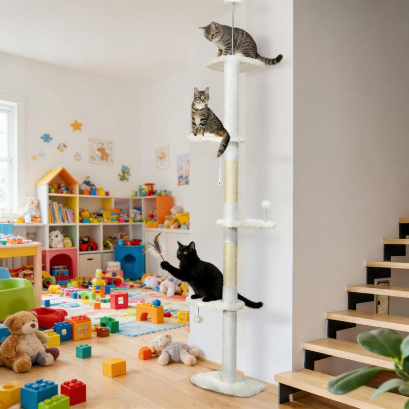 Cat Tree,Floor to Ceiling Cat Tree, White