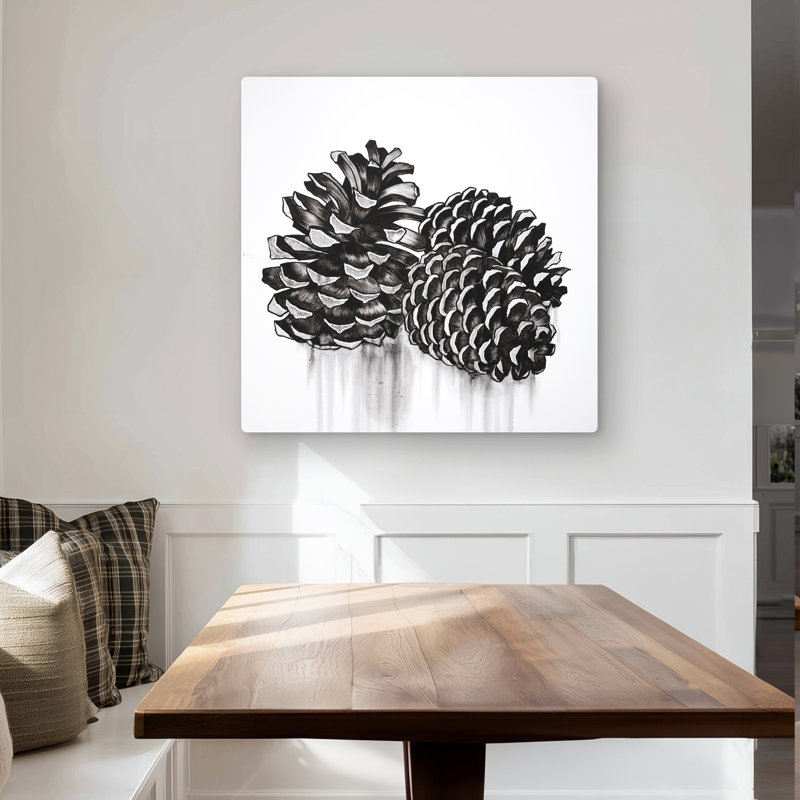 Three Small Pine Cones - Botanical Seasons Metal Print Decor