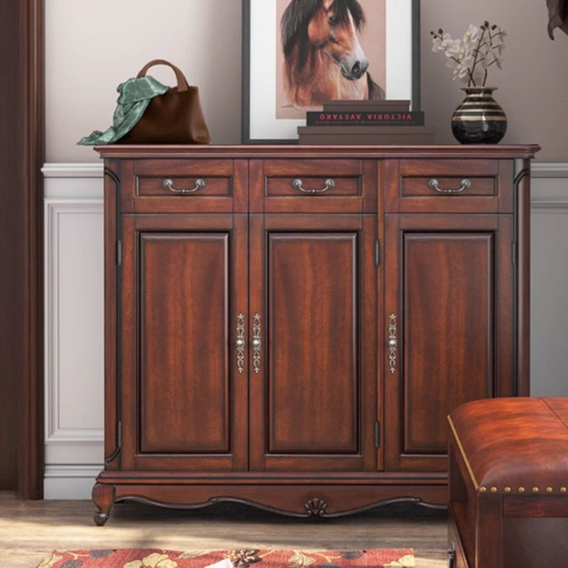 Nut-brown Solid Wood Shoe Storage Bench
