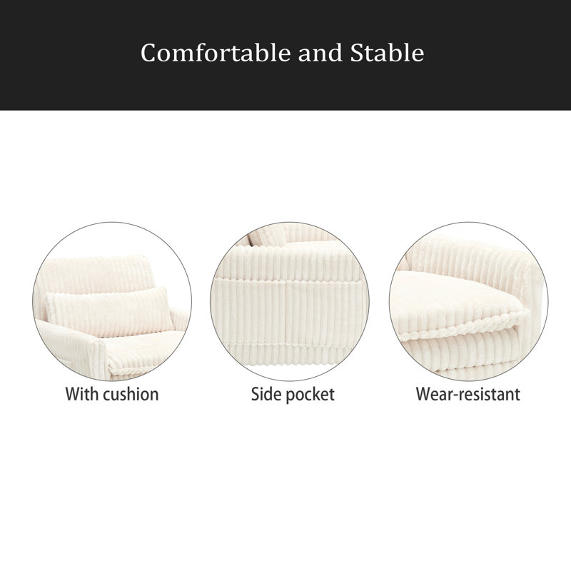 Comfortable Chair For Small Apartment Bedroom Space Balcony Small Sofa Bed Lazy Small Sofa With A Pillow, Beige
