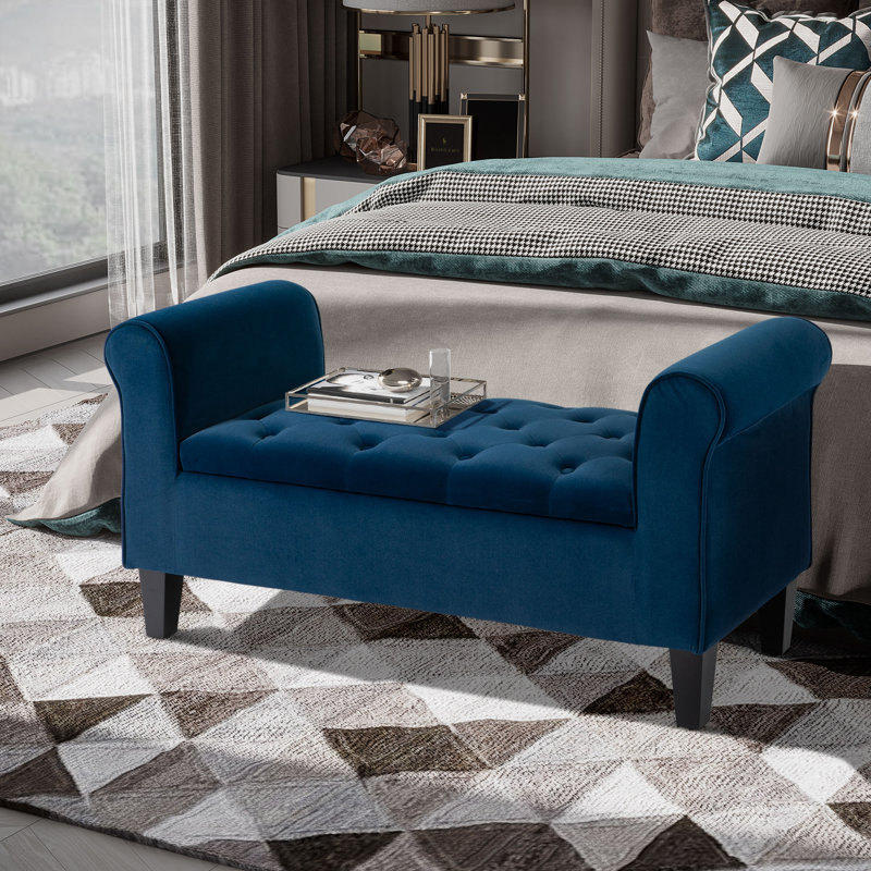 Button-Tufted Storage Ottoman Bench
