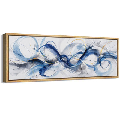 Décoration murale abstraite tourbillon bleu marine - grande impression encadrée sur toile de la chambre principale