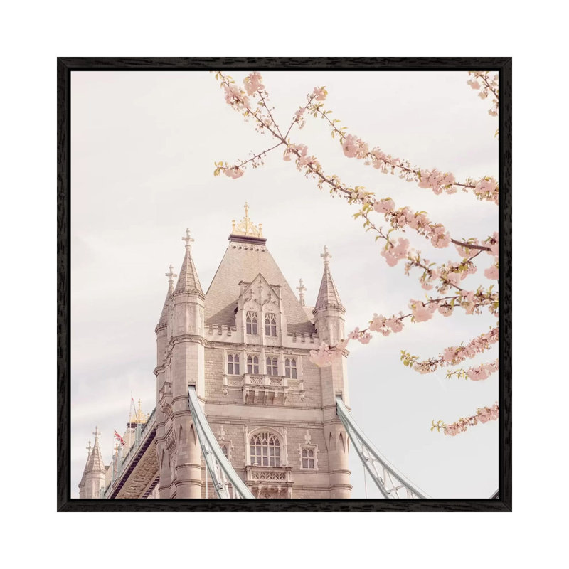 London Tower Bridge In Spring - Print on Canvas, 66.04cm H x 66.04cm W x 3.81cm D, Black Framed