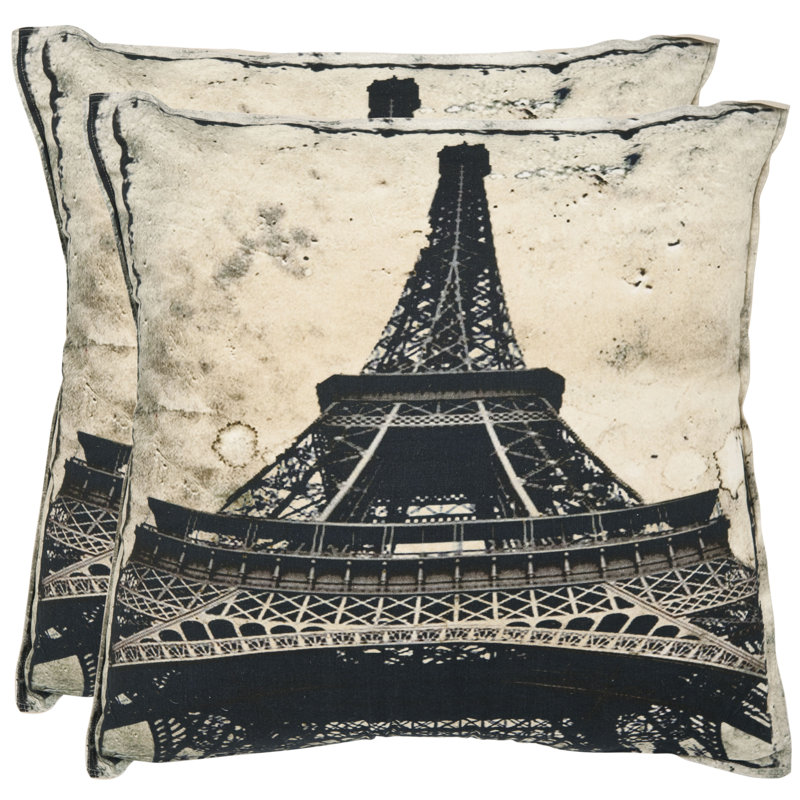 Coussin décoratif en coton Paris, 18" x 18"