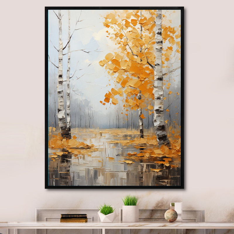 Sonate d'automne Catlee Birch Woods, Cadre flottant noir, H 44 po x l 34 po x P 1,5 po