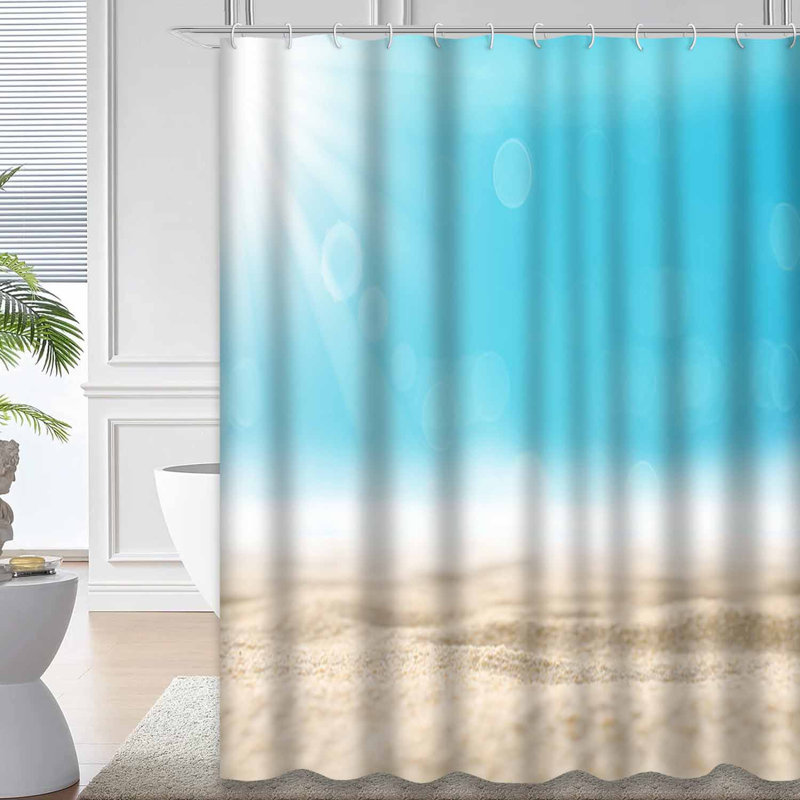 Rideau de douche avec 12 crochets Tropical Beach, L 72 po x l 84 po