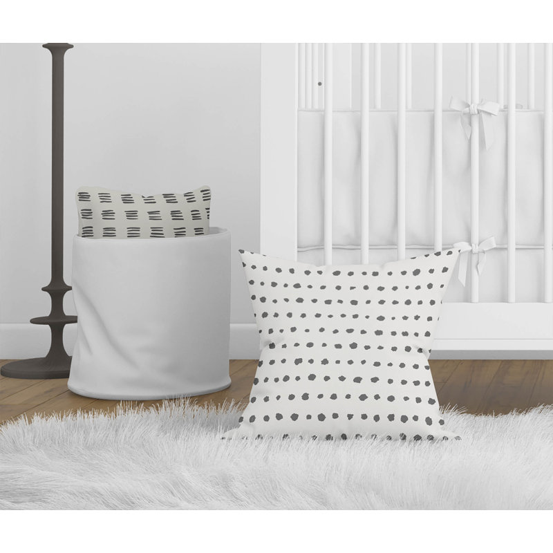 Dot Row Ivory Charcoal Throw Pillow, 20"H x 20"W