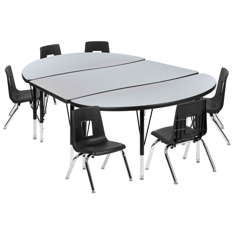 Ensemble de table d'activités pliable en stratifié ovale avec chaises 14 po Goddard, Gris