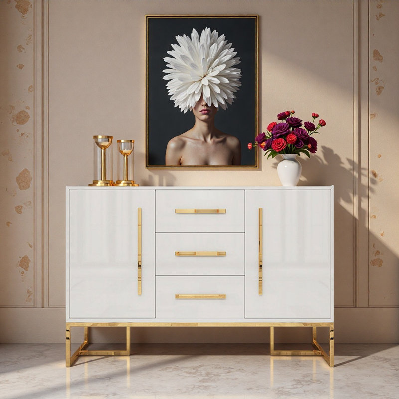 Buffet simple mais luxueux, H 33,46 po x l 47,24 po x P 15,75 po