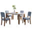 Ensemble de table de salle à manger 5 pièces pour 4 personnes, table de style faux marbre de 46 po et 4 chaises rembourrées avec pieds en bois d'hévéa massif, siège rembourré, dossier incurvé, ensemble de coin-repas compact pour la salle à manger-1855301910