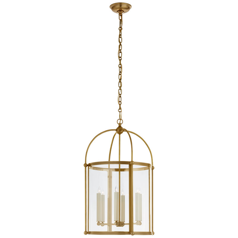 Chapman & Myers Riverside Medium Round Lantern, Antique-Burnished Brass, 29.75" H x 19" W x 19" D