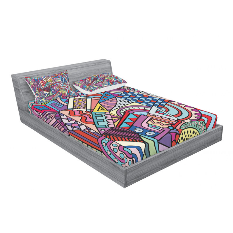 Psychedelic Microfiber Sheet Set, Full Sheet Set + Fitted Sheet + 2 Pillowcases