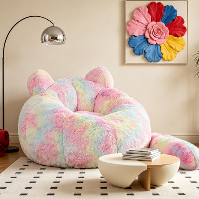 Fauteuil à billes en forme de chat, fauteuil en peluche de lapin, capacité de poids de 330 lb, fauteuil d'appoint surdimensionné pour le salon