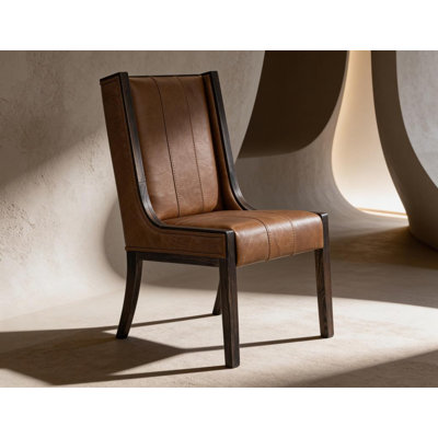 Balam Genuine Leather Upholstered Dining Side Chair (Set of 2)