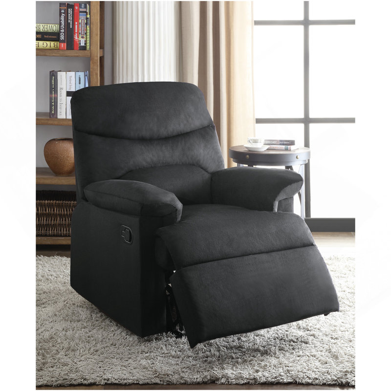 Fauteuil inclinable noir avec accoudoirs coussinés, Noir