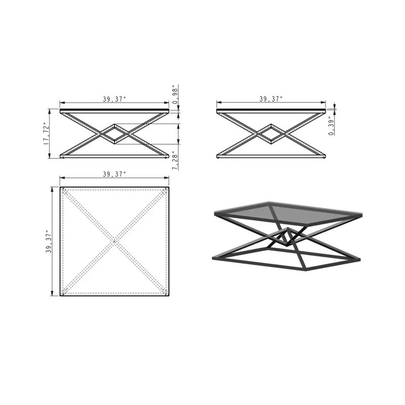 Table basse Mattia, Ceramic Black Top