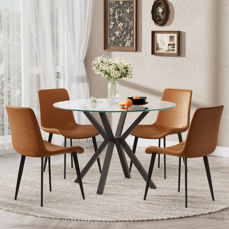 Ensemble de chaises de salle à manger Modern, 4, Brun