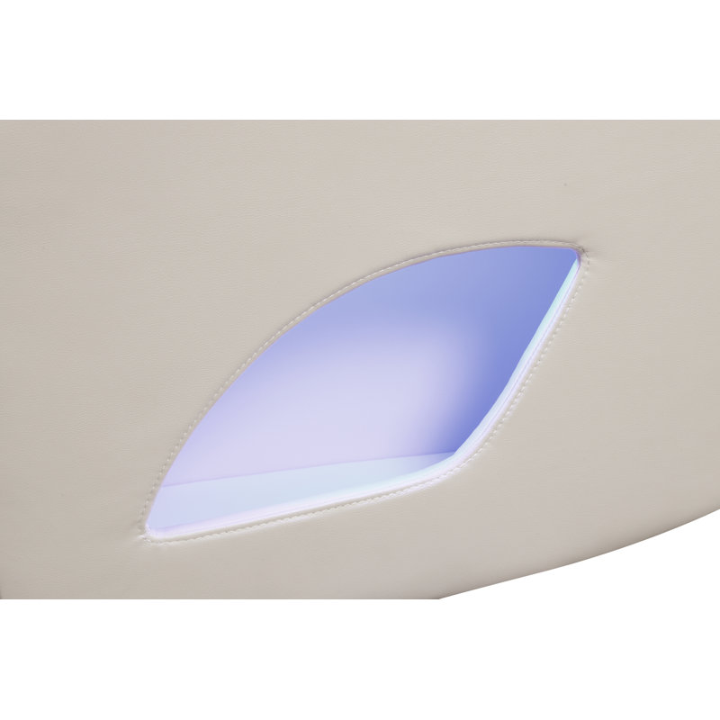 Canapé modulaire inclinable électrique Nostrand avec haut-parleur à DEL et Bluetooth, Simili cuir blanc
