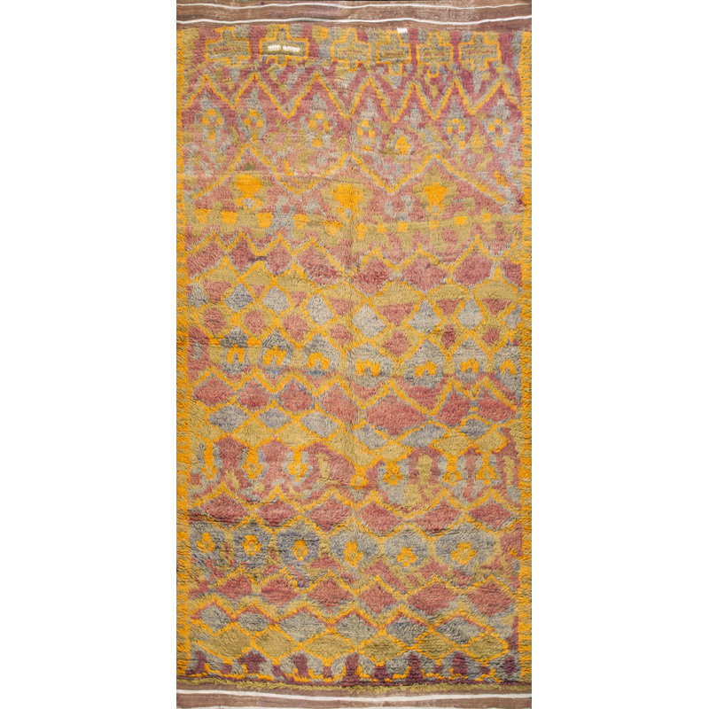 Tapis berbère marocain rétro noué à la main en laine douce Mid Century