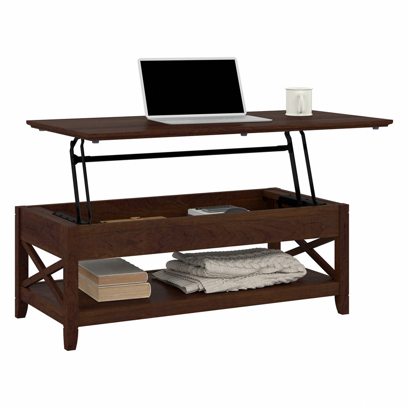 Katia - Table basse à plateau relevable, Cerisier Bing