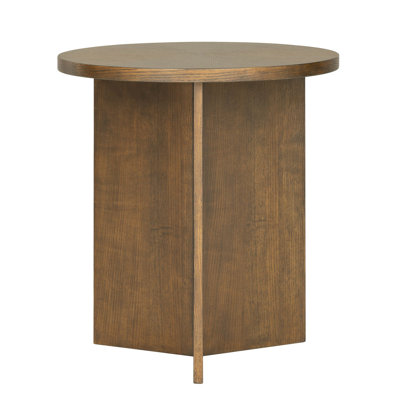Space-saving Walnut End Table, Solid Wood With Modern Starburst Design
