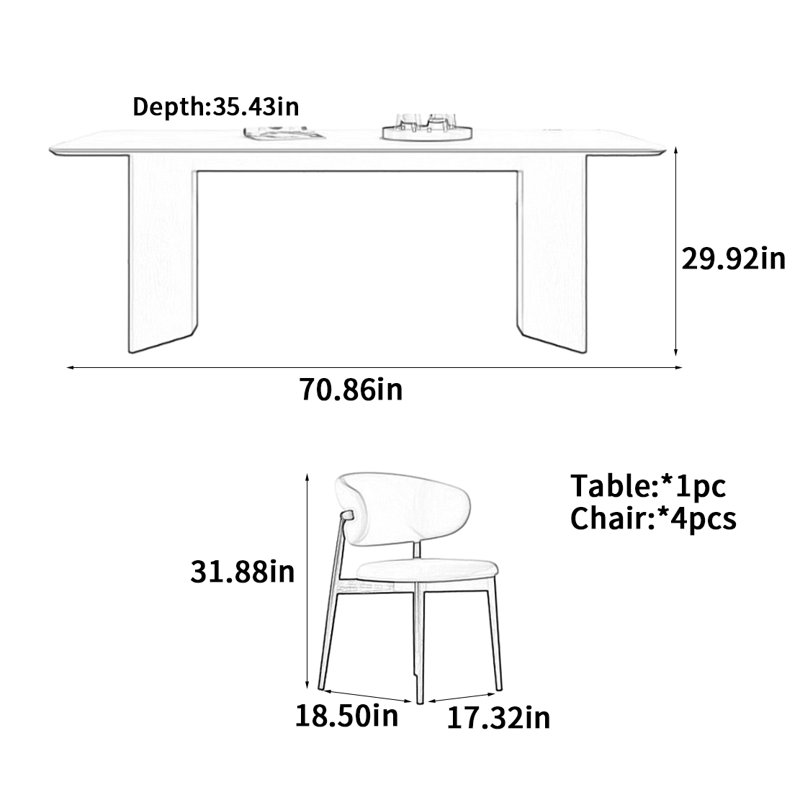 Tomasa, 29.92"H x 70.86"L x 35.43"W