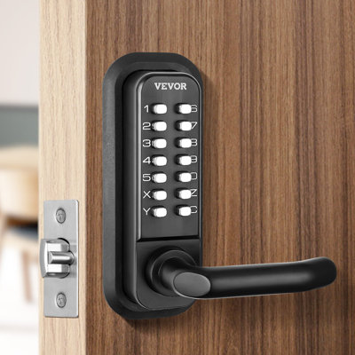 Mechanical Keyless Entry Door Lock, 14 Digit Keypad, Embedded Outdoor Gate Door Locks Set with Keypad and Handle, Water-proof Zinc Alloy, Easy to Install, Garage, Yard, Storage Shed