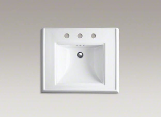 Memoirs 26.375" Tall Rectangular Pedestal Bathroom Sink with Overflow, White, 8" Centers