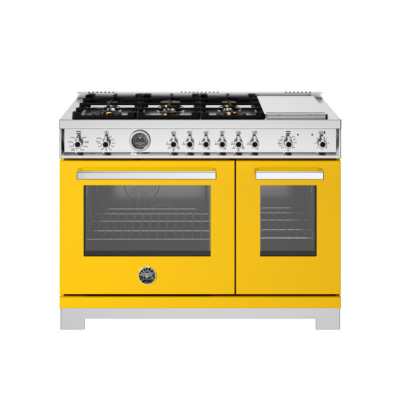 Professional Series Range 48" - 6 Brass Burners + Electric Griddle - Gas Oven, Red