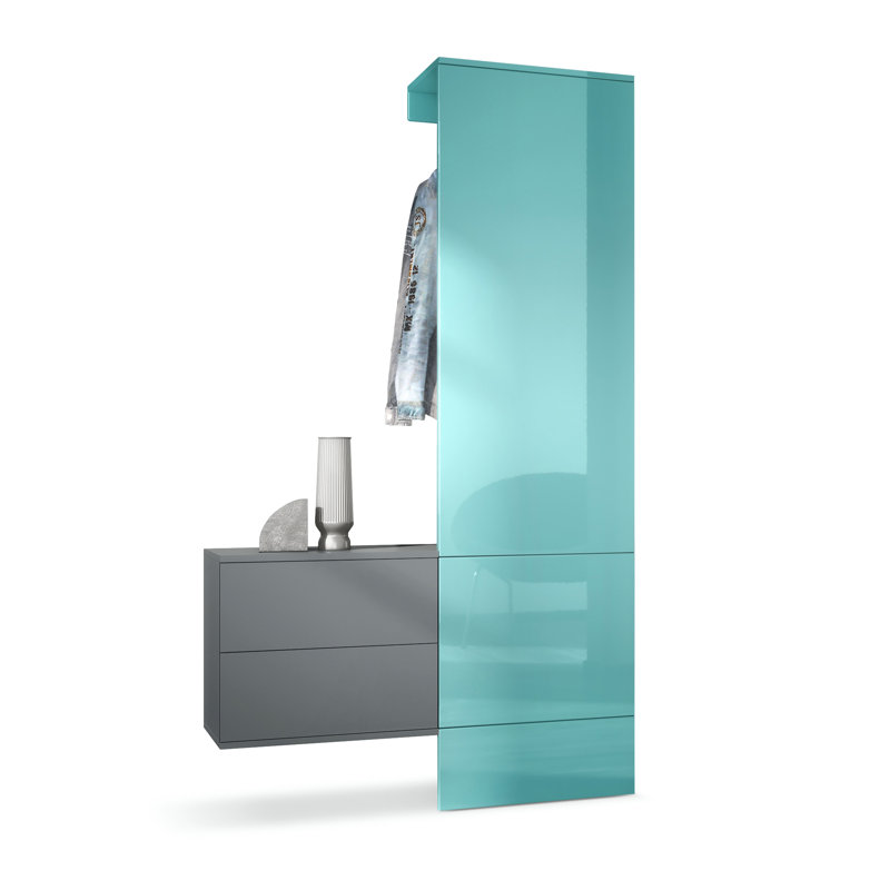 Chappa Hall Tree 105cm Wide, High-gloss petrol