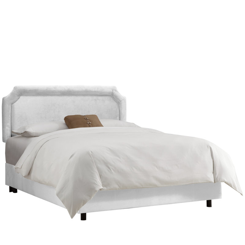 Lockington Upholstered Standard Bed, King, Classic White Velvet