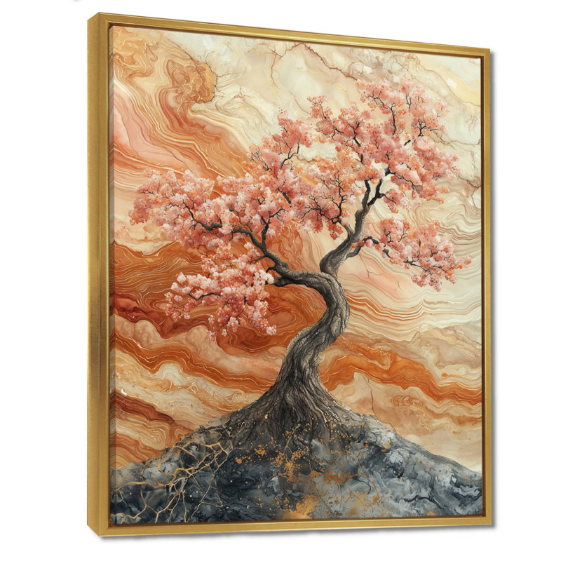 Hennen - Décoration murale florale, Reproduction encadrée sans passe-partout, H 32 po x l 16 po, Doré