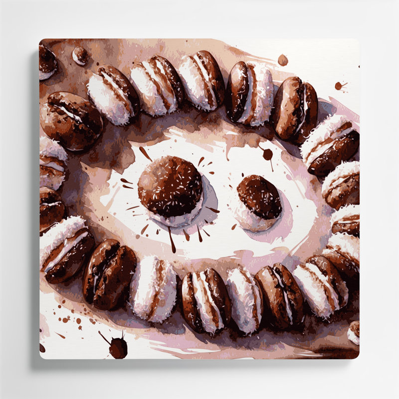 «Desserts Lamingtons», art mural en métal beige, H 32 po x l 32 po