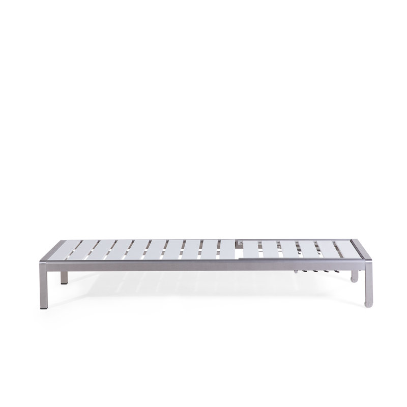 198cm Long Reclining Single Chaise, Silver/White