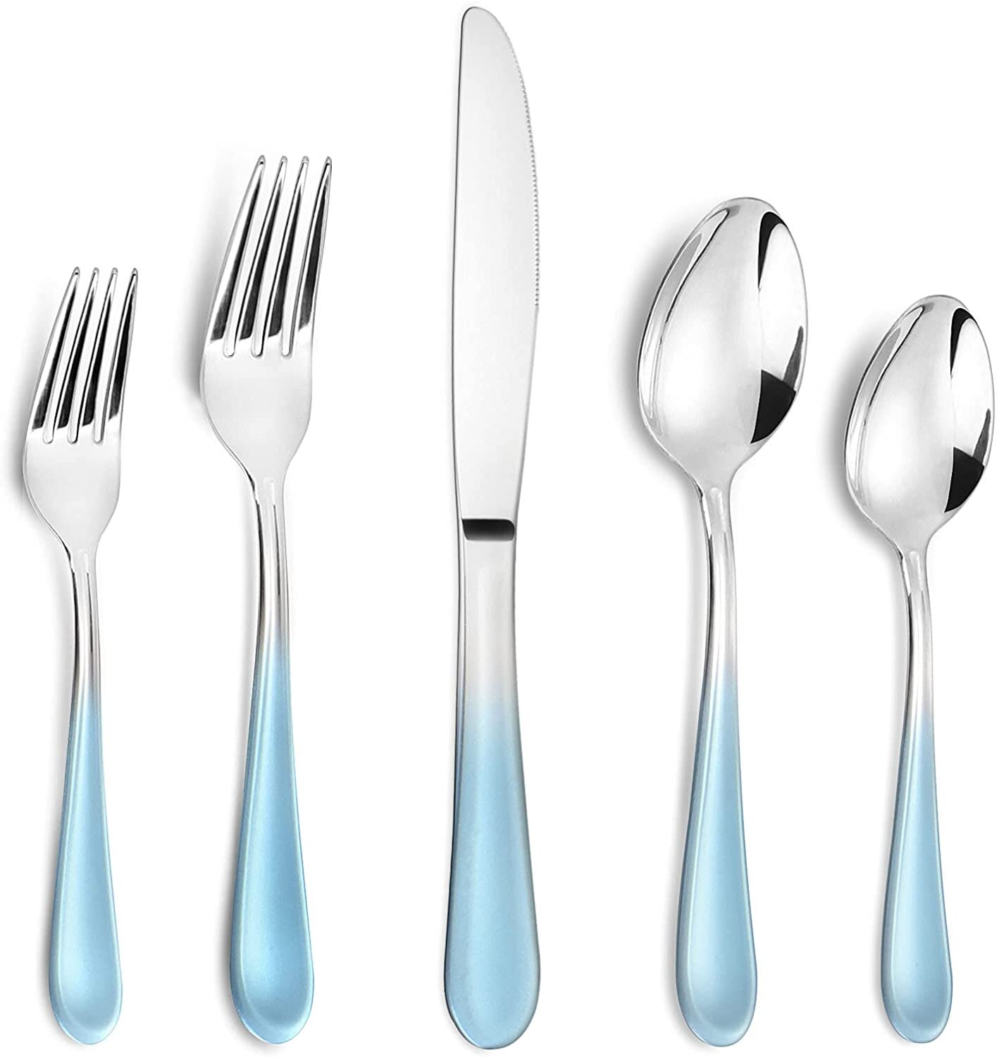 24 Pieces Rainbow Silverware Set with Steak Knives for 4, Stainless Steel Flatware Cutlery Set Orren Ellis