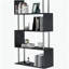 Bibliothèque moderne en forme de S à 5 niveaux avec tablette de rangement et de présentation en bois - noir