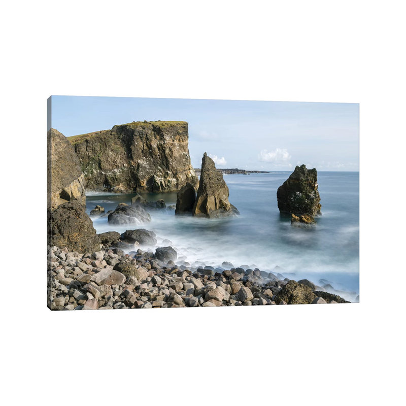 Coastal Landscape at Reykjanesviti and Valahnukur on Reykjanes Peninsula 1 Piece Wrapped Canvas Wall Art