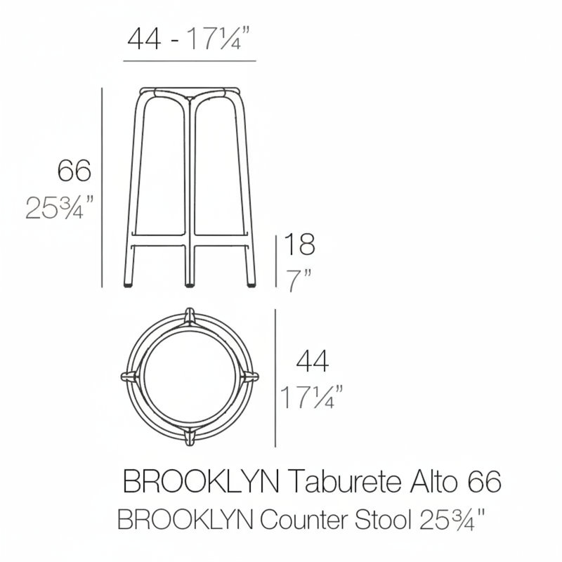 Brooklyn Bar Stool (Indoor/Outdoor), Black, Counter Stool (25.75'' Seat Height)