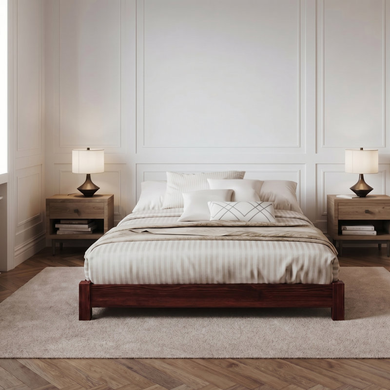 Base de lit Hardnett, 85 po x 85 po, Bois rouge
