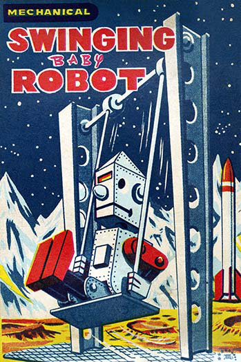 « swinging baby », affiche rétro, H 30 po x l 20 po x P 1,5 po