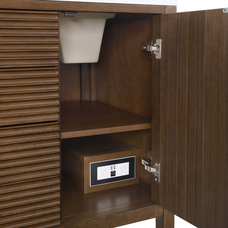 Myrrin 60'' W Double Vanity, Mid-Century Walnut, Ethereal Noctis, 8" Widespread