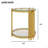Modern Transparent Glass End Table For Living Room, Round, Asymmetrical Metal, Gold Finish & Lower Shelf, 19.8"-666562788