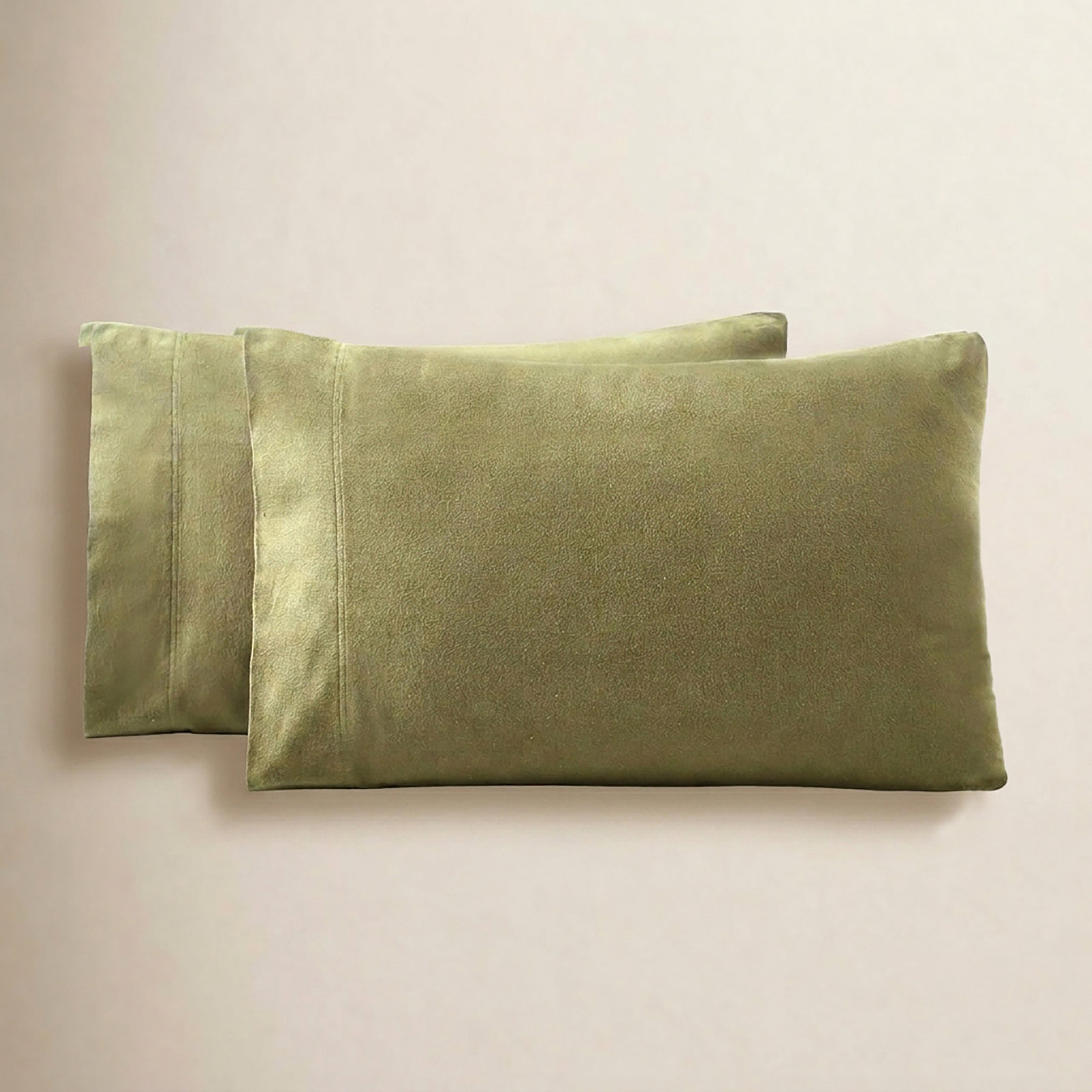 Cotton Flannel Pillowcase, Sage, Standard