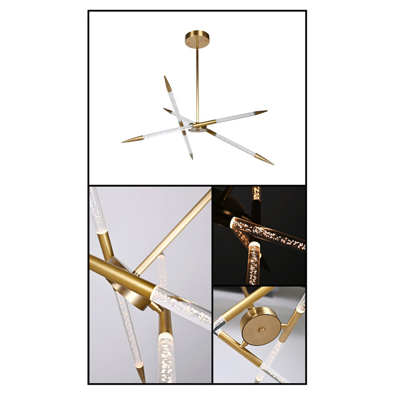Lustre linéaire spoutnik moderne à 6 lumières Titus